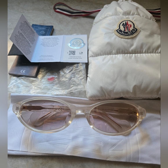 Sunglasses Moncler ML 0117 - 25G Ivory/Brown Mirror, Oval - Picture 5 of 12
